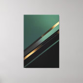 Diagonal Stripes in Deep Emerald and Gold Canvas Afdruk (Voorkant)
