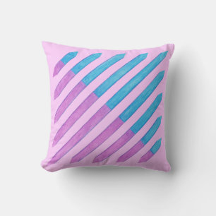 Diagonal Stripes rose et bleu Coussins