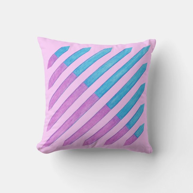 Diagonal Stripes rose et bleu Coussins (Recto)