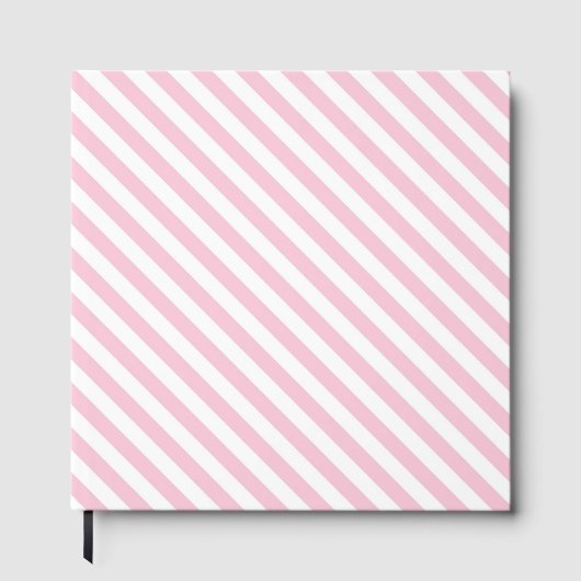 Diagonal white and pink stripes pattern gastenboek (Voorkant)