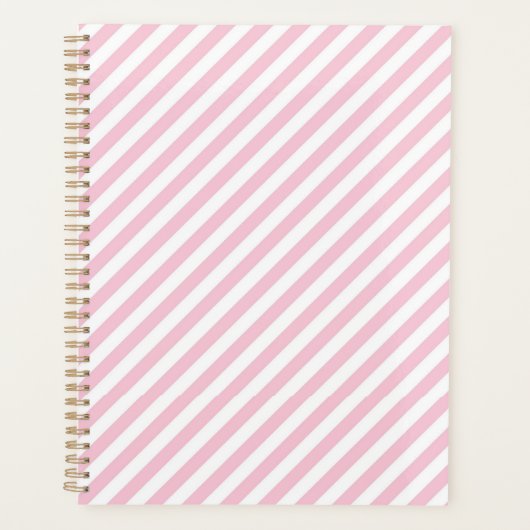 Diagonal white and pink stripes pattern planner (Voorkant)