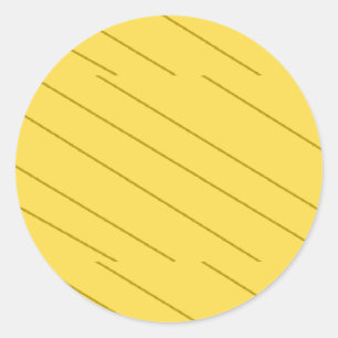 Diagonale bruine strepen op mosterdgeel ronde sticker