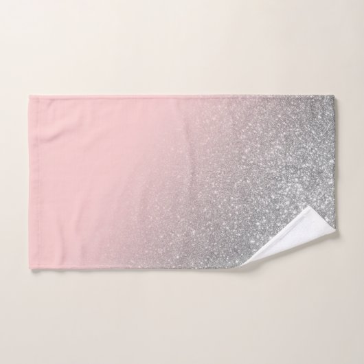 Diagonale Fille Argent Blush Pink Ombre Gradient (Serviette à main)
