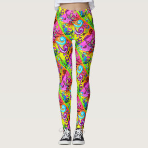 diagonale groovy psychedelische paddenstoelen leggings