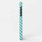 Diagonale instripes - aqua en marine Case-Mate iPhone case (Achterkant/links)