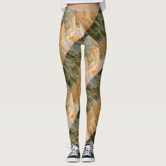 diagonale kajuithoeken bruin leggings (Voorkant)