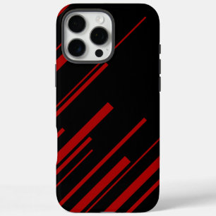 Diagonale lijnen in rood en zwart iPhone 16 pro max hoesje
