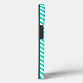 Diagonale neon blauw met witte strepen initialen Case-Mate iPhone case (Achterkant / Rechts)