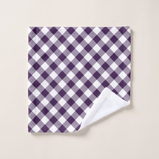 Diagonale Paarse en witte Gingham geruite handdoek (Wasdoekje)