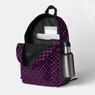 Diagonale Paarse Plaid met Lavendel en Plum Bedrukte Rugzak