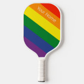 Diagonale regenboog gestreepte aangepaste naam pickleball paddle (Achterkant)