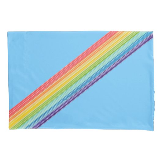 Diagonale regenboogstrepen kussensloop (Voorkant)
