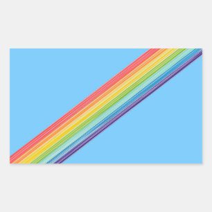 Diagonale regenboogstrepen rechthoekige sticker