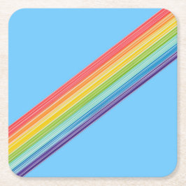 Diagonale regenboogstrepen vierkante kartonnen onderzetter
