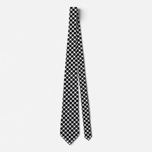 Diagonale spots - Zwart op witte Stropdas
