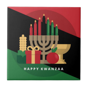 diagonale streep Happy Kwanzaa Tegeltje