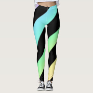Diagonale Streep Leggings Pastel En Zwart