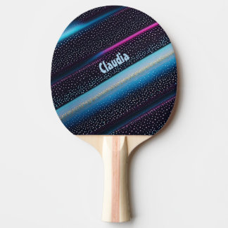 Diagonale Streifen und Punkte Muster schwarz, blau Tafeltennisbatje