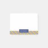 Diagonale strepen | Blauw en geel | Aangepaste naa Post-it® Notes (Voorkant)