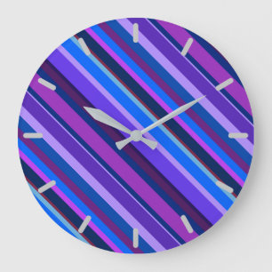 Diagonale strepen in blauw en paars grote klok