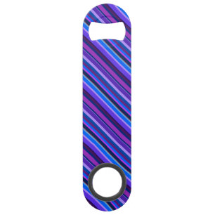 Diagonale strepen in blauw en paars speed flessenopener