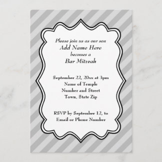 Diagonale strepen in grijze balk Mitzvah Kaart