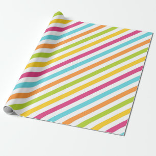 Diagonale strepen in levendige kleuren cadeaupapier