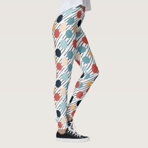 Diagonale strepen Polka Dots Sketch Leggings