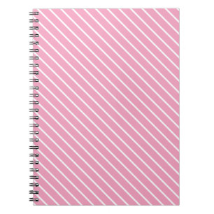 Diagonale strepen - schelp roze en wit notitieboek