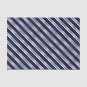 Diagonale strepen van Navy Blue, Silver en White Tissuepapier