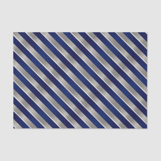 Diagonale strepen van Navy Blue, Silver en White Tissuepapier (Voorkant)