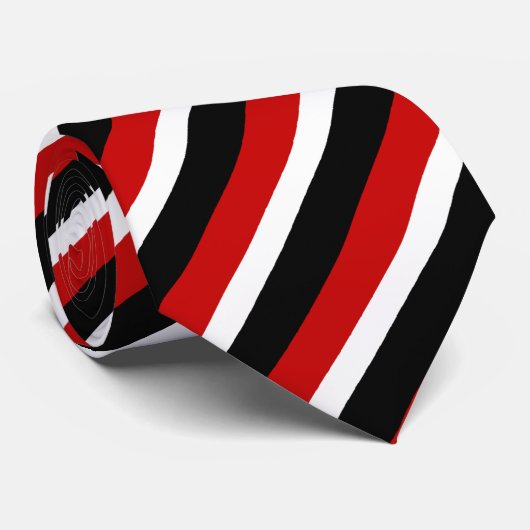 Diagonale strepen voor rood, wit en zwart stropdas (Opgerold)