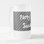 Diagonale strepen voor zwart en grijs matglas bierpul (Voorkant links)