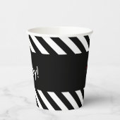 Diagonale strepen voor zwart-wit papieren bekers (Links)