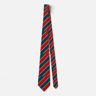 Diagonale Vette Strepen Stropdas – Blauw, Rood & G