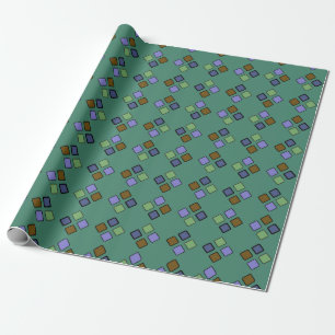 Diagonale vierkanten Blauw op elke kleur Cadeaupapier