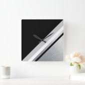 Diagonale zwarte, grijze, metalen strepen vierkante klok (Huis)
