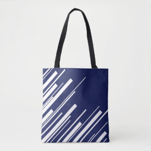 Diagonalen - Blauw en wit Draagtas