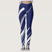 Diagonalen - Blauw en wit Leggings (Voorkant)