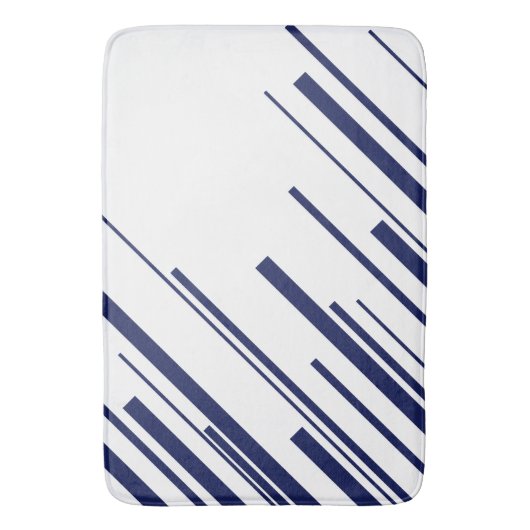 Diagonalen in blauw en wit badmat (Voorkant Verticaal)
