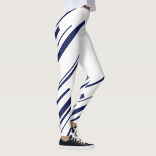 Diagonalen in blauw en wit leggings
