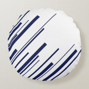Diagonalen in blauw en wit rond kussen