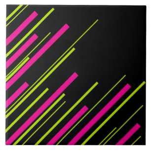 Diagonalen in Lime Green, Hot Pink en Black Tegeltje