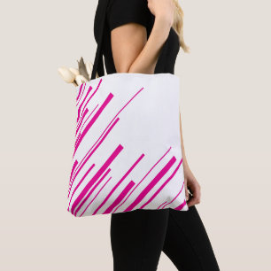 Diagonalen in Magenta en Wit Draagtas