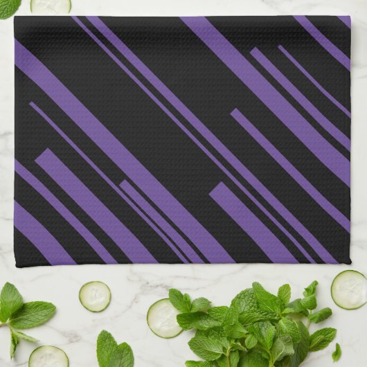 Diagonalen in Paarse en zwart Theedoek (Gevouwen)