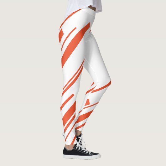 Diagonalen in Sinaasappel en wit Leggings (Rechts)