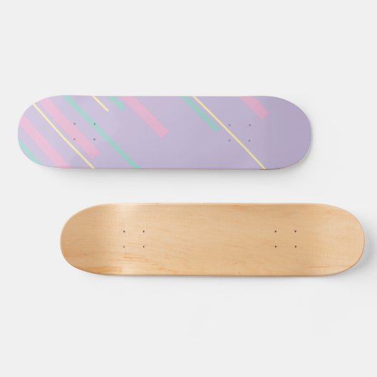 Diagonalen - Pastel Roze, Geel, Paarse en Groen Skateboard (Horizontaal)