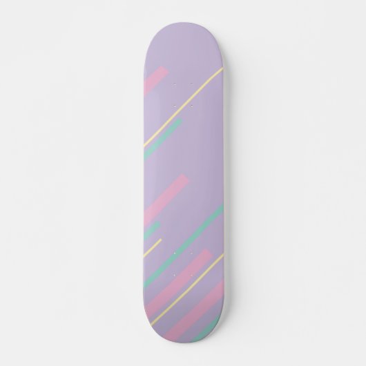 Diagonalen - Pastel Roze, Geel, Paarse en Groen Skateboard (Voorkant)