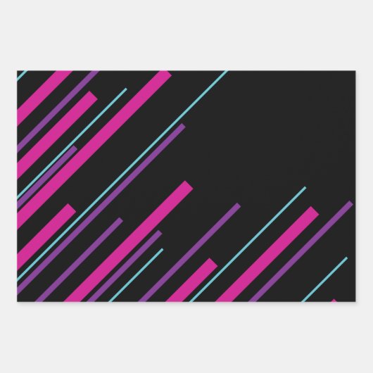 Diagonalen - Roze, Paars, blauw en zwart Inpakpapier Vel (Voorkant 3)