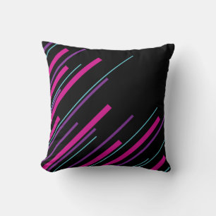 Diagonalen - Roze, Paars, blauw en zwart Kussen